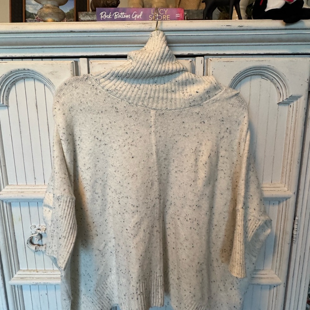 LOFT Cream Speckled Cowl Neck Sweater